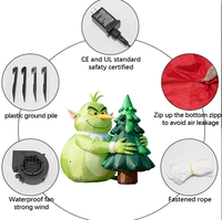 Modèle gonflable Grinch de 2,4 m câlinant un arbre avec lumières LED pour décoration de fête, de vacances, de jardin extérieur et présentation