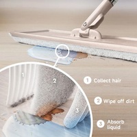 Ensemble serpillière plate et seau en microfibre à essorage mains libres, avec manche en acier inoxydable, compact, anti-fuite, pour nettoyage humide et sec des sols