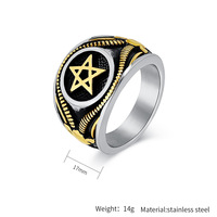 Maßgefertigter Retro-Hexagramm-Stern Gravierter Ring, Vintage Edelstahl Herren Punk Biker Band, Gotischer Totem-Schmuck Geschenk