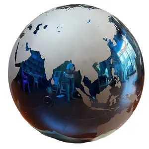 Grand globe en métal en acier inoxydable Sphère avec carte du monde Qualité supérieure_genre Billes en acier inoxydable