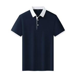 Camisa Polo Azul Oscuro para Hombre, Manga Corta, Color Sólido, Poliéster, Ropa de Trabajo, Uso Diario - Product Image 1