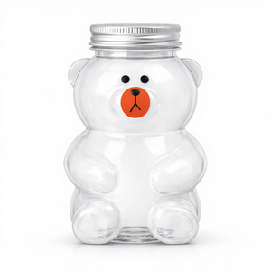 High Quality 500ml Transparent PET <b>Plastic</b> Bear Bottle Made in Vietnam for Juice with 55mm Screw <b>Cap</b> - Product Image 1