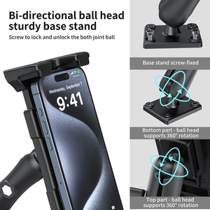 Base de taladro resistente para montaje de tableta automática Compatible con soporte de tableta de coche de 4-14 pulgadas para pared de escritorio de vehículo de negocios de camiones - Product Image 2