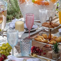 Verre à vin en plastique PS sans BPA de 7 oz, motif diamant vintage, réutilisable, pour bar, maison, fête, emballage personnalisé possible
