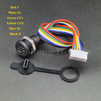 موصل USB من النوع C إلى JST PH 2.0 مع لوحة قفل صواميل، كابل شحن بمنفذ DC، 2/4/5/6 دبابيس، سلك USB-C مقاوم للماء مع قفل سريع