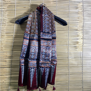 Auténtico 100% chal de seda Modal antiguo Jacquard tejido brillante Ajrakh imprime elegante bufanda larga estola para Niñas para invierno - Product Image 1