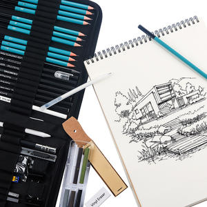 Ensemble de croquis d'artiste en ligne vendre 50 pièces Kit de dessin d'esquisse avec bloc-notes au crayon <span class=keywords><strong>graphite</strong></span> au fusain - Product Image 2