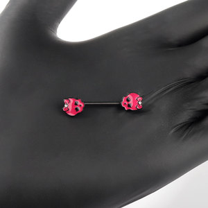 Acero inoxidable 14G Rosa esqueleto cabeza <span class=keywords><strong>pecho</strong></span> anillo pezón cuerpo <span class=keywords><strong>Piercing</strong></span> joyería negro <span class=keywords><strong>pecho</strong></span> anillos - Product Image 5