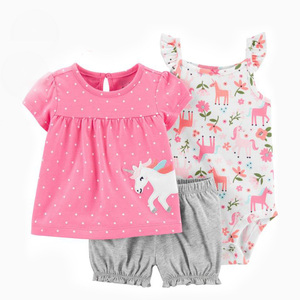 Set di 3 Pezzi <span class=keywords><strong>per</strong></span> <span class=keywords><strong>Neonata</strong></span>, Body <span class=keywords><strong>per</strong></span> Bambina, Confezione da 3 Body in Morbido Cotone, Outfit Estivi <span class=keywords><strong>per</strong></span> <span class=keywords><strong>Neonata</strong></span> - Product Image 2