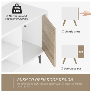 Meuble TV moderne du milieu du siècle pour téléviseur de 55/65 <span class=keywords><strong>pouces</strong></span>, centre de divertissement avec armoire de rangement et étagères ouvertes, meuble multimédia pour téléviseur - Product Image 5