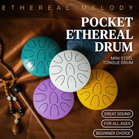 4-Inch Carbon Steel Tongue Drum Kit 9-Tongue Musical Scale Single Layer Handmade Non-Slip Hand Drum Christmas Present