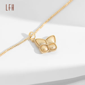 Perhiasan 18k emas asli Dainty kupu-kupu liontin kalung untuk wanita liontin 18K emas murni murni kalung kustom - Product Image 3