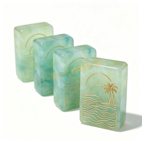 Tuiles de mahjong américaines en résine, aspect jade, motif palmier soleil, couleur personnalisée, ensemble de mahjong en jade pour les marques