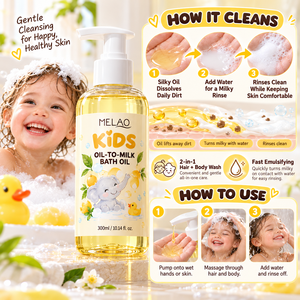 Huile de bain pour bébé et enfant 2 en 1, huile pour cheveux et corps, hydratante, nettoyage doux, parfum fruité, huile de bain pour bébé - Product Image 1