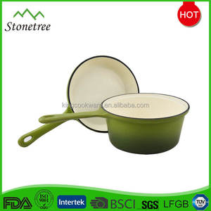 Chất Lượng Cao Men Lớp Phủ Màu Đỏ Vòng Hình Dạng Soong Nước Sốt Nồi Chảo Đúc Sắt Soong Súp Nồi Với Xử Lý Duy Nhất - Product Image 5