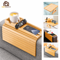 Plateau d'accoudoir de canapé en bambou avec partie porte-gobelet de canapé amovible Plateau de table de canapé pliable antidérapant