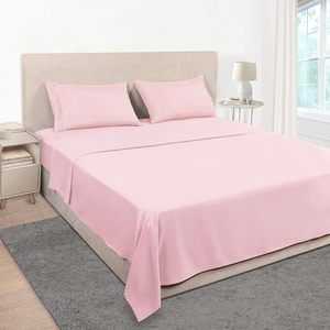 Juego de Sábanas de Microfibra Peinada, Popelina Lisa, Ultrasuave, Tamaño Queen, 4 Piezas, Certificación Oeko-Tex, para Niñas - Product Image 1