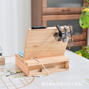 Wooden phone stand <b>desktop</b> <b>shelf</b> with drawers, simple design, <b>desktop</b> bedroom bedside <b>shelf</b> - Product Image 2