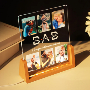 Multifunctional LED Mini Desk Photo Frame Calendar Modern Square Wood Light Base Acrylic Pane DIY Nighstand Lighting Bedroom - Product Image 4