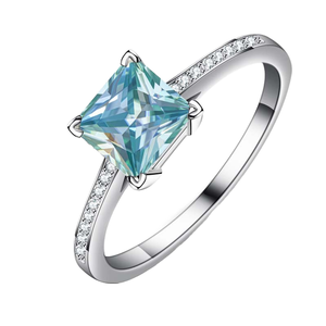 Anillo de Compromiso de Moissanita con Corte Brillante Redondo, Plata 925, Engaste de Puntas, Chapado en Oro, Estilo Geométrico Clásico de Lujo para Mujer - Product Image 2