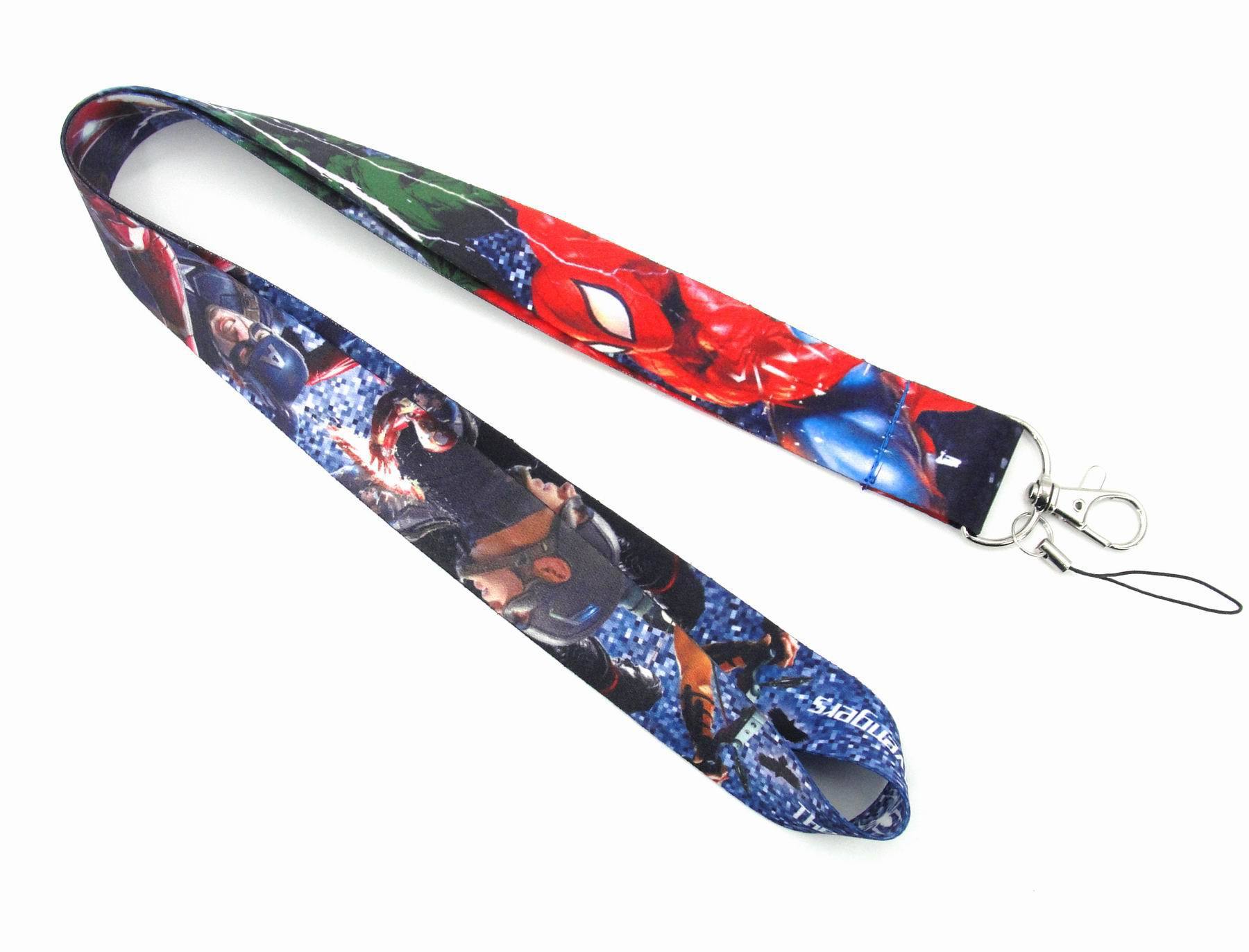 Cute Cartoon the Avengers Marvel Spider-Man Iron Man Lanyard Wholesale High Quality Neck Strap Lanyards Captain America Lanyard Image 4