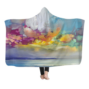 Coperta con cappuccio in velluto di cristallo spesso stampato personalizzato soffice soffice coperta per l'inverno - Product Image 2