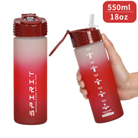 Bouteille d'eau réutilisable de 550 ml avec paille anti-fuite, en PC, design dégradé effet peinture, poignée pliable, sûre pour une utilisation en extérieur