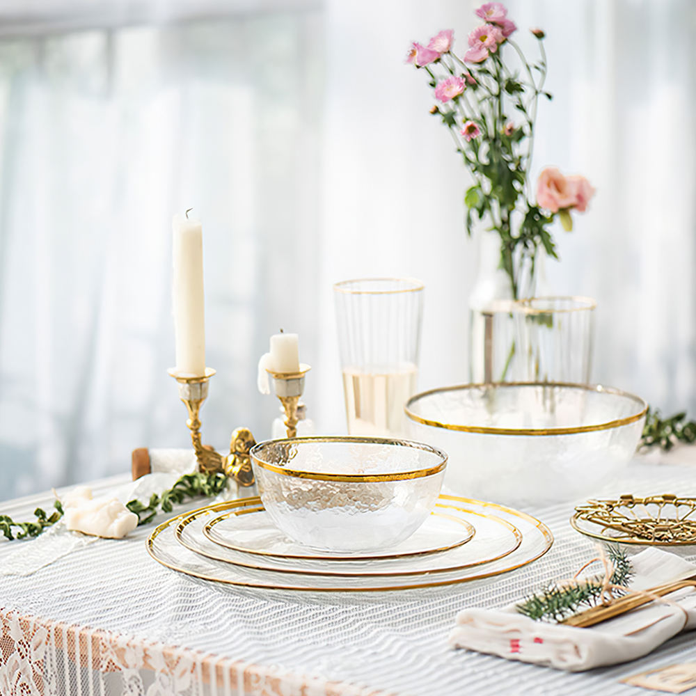 Modern Transparent Glass Dinner Set Luxury Glass Dinner Sets
