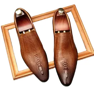 Nefes timsah sivri deri ayakkabı iş resmi erkek ayak yaz İngiliz moda ayakkabılar