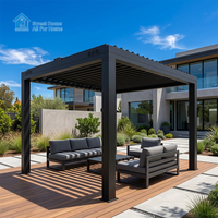 Pergola moderne électrique en aluminium et PVC, imperméable, avec toit à lames orientables, pour extérieur, jardin, terrasse, patio, gazebo, LED