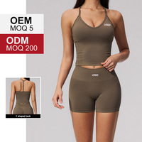 Ensemble de shorts de yoga et de sport TZ3597-3 à taille haute, col en V profond, bretelles en Y, en nylon/spandex, extensible dans quatre directions, séchage rapide, respirant