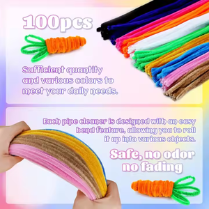 Tiges <span class=keywords><strong>en</strong></span> chenille de <span class=keywords><strong>8</strong></span> mm d'épaisseur <span class=keywords><strong>en</strong></span> plusieurs couleurs, nettoyeurs de tuyaux pour l'art et les décorations DIY, fournitures créatives pour l'artisanat, 30 cm, 100 pièces - Product Image 4