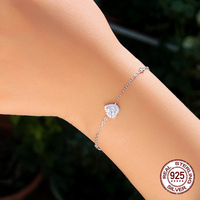 Bracelets élégants et décontractés en argent sterling 925 avec zircon cubique en forme de goutte d'eau, de cœur et de cercle pour femmes, accessoires de bijoux
