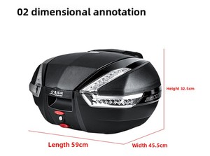 Vente en gros d'usine, <span class=keywords><strong>coffre</strong></span> de rangement arrière extra large en ABS <span class=keywords><strong>pour</strong></span> moto et vélo électrique, 47L - Product Image 2