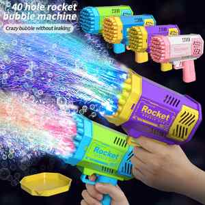 <b>Soap</b> Bubble Toys Large Automatic Launcher Bazooka Rocket Bubble Gun Machine Toy for Kids Electric Bubble Gun for Wedding - Product Image 3