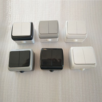 Interrupteurs muraux étanches GEYA durables, norme européenne IP54, 10A 250V, 2 gangs 1 voie, en PC, design minimaliste, pour usage domestique, 40000 cycles