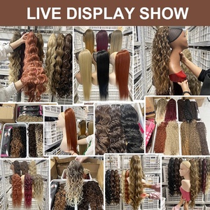 Julianna Bán Buôn Kanekalon Futura Sợi Dài Xoăn Hairpieces Bọc Xung Quanh <span class=keywords><strong>Clip</strong></span> Dây Kéo Tổng Hợp <span class=keywords><strong>Ponytails</strong></span> Phần Mở Rộng Tóc - Product Image 6