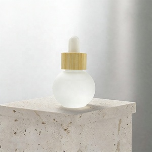 Flacon compte-gouttes en verre rond givré coloré 30ml 50ml, flacon d'huile de luxe avec bouchon blanc pour sérum de soin de la peau - Product Image 4