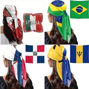 Pafu Foulard Carré Grand Format en Soie Satinée, Motif Drapeau National, pour la Fête de l'Indépendance, Décoration de Célébration Nationale - Product Image 1