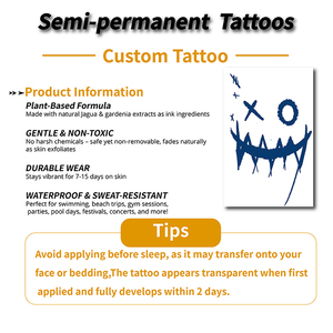 Personalizado 100% a base de plantas de larga duración 2 semanas impermeable a prueba de sudor semipermanente Jagua tatuaje jugo de hierbas Tatuaje <span class=keywords><strong>Temporal</strong></span> - Product Image 5