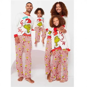 Nuevo Pijama Navideño Familiar a Juego Transpirable con Lindo Monograma de Dibujos Animados Ropa para Estar en Casa de Poliéster para Padres e Hijos - Product Image 1