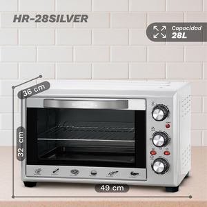 Countertop Oven 28L 1600W Grey Multifunction Electric With <b>Timer</b> And Rotisserie For Home <b>Kitchen</b> Use - Product Image 1