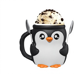 Vernargoo Highland Cow - Contenedor de Plástico Antiderrames con Asa para Helado (2 Cucharas, Diseño de Animal Adorable) - Compatible con Ben & <span class=keywords><strong>Jerry</strong></span>'s - Product Image 4