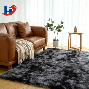Tapis shaggy doux et moelleux HJ, vente directe fabricant, tapis tie-dye haute densité lavable pour hôtel, salon, chambre, personnalisable - Product Image 1
