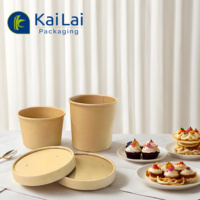 Conteneur alimentaire rond en papier biodégradable Kraft, empilable, scellable et résistant à la graisse, 700 ml, pour produits chauds et froids, vente en gros