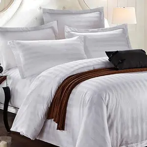 Linge de lit personnalisé 240x220 100% coton 5 étoiles, linge de lit d'hôtel blanc moderne 600 fils, draps en coton égyptien 3 pièces 300tc