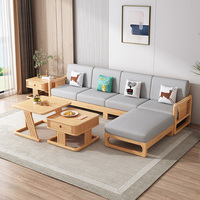 Juego de Sofás Nórdicos de Madera Maciza - Modelo Combinado de Tela para Sala de Estar Pequeña, Moderno y Sencillo para el Hogar - Sofá de Estilo Rústico