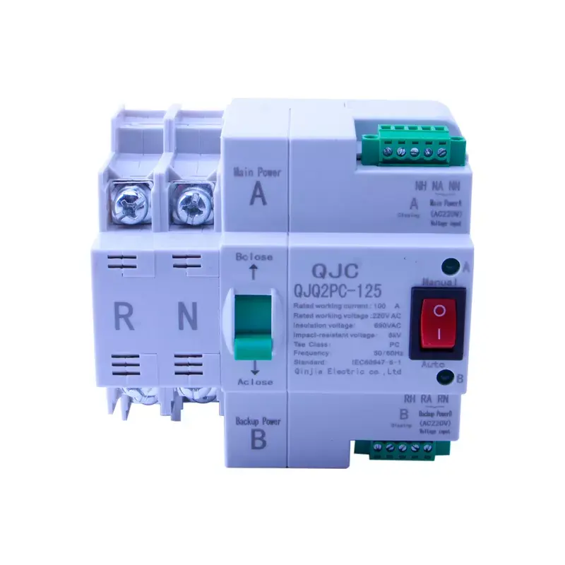 גבוהה באיכות QJC220V AC ביתי כפולה כוח ATS מתג העברה אוטומטי 100A 2P כוח כפול מתגים