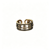 Bague en cuivre vintage en gros, motif croix et planète, style rétro vieilli, bague d'index empilable, bijou statement pour femme, cadeau artistique