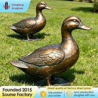 Statue de canard en bronze grandeur nature, sculptée à la main, style antique, pour la décoration de jardin, parc ou pelouse.
